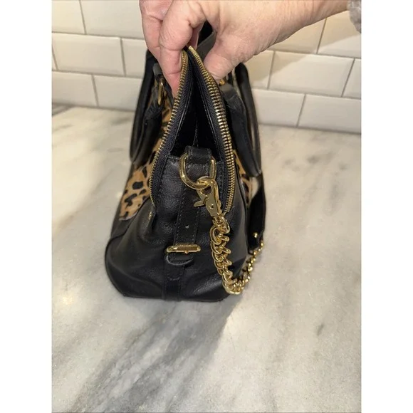 Audrey Brooks Leopard Skin/black Leather Purse New With Tags - Picture 15 of 16
